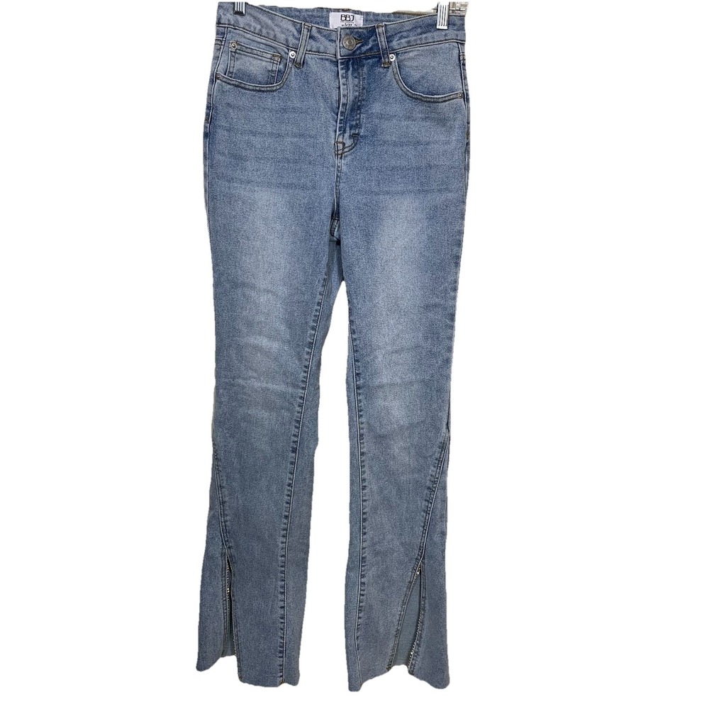 BBJ Los Angeles Flare Jeans Womens‎ 5/27 Light Wash Rhinestone Slit Hem V27557Z